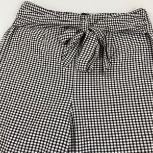Free People Women 6 Black‎ Gingham High Rise Tie Waist Seersucker Crop